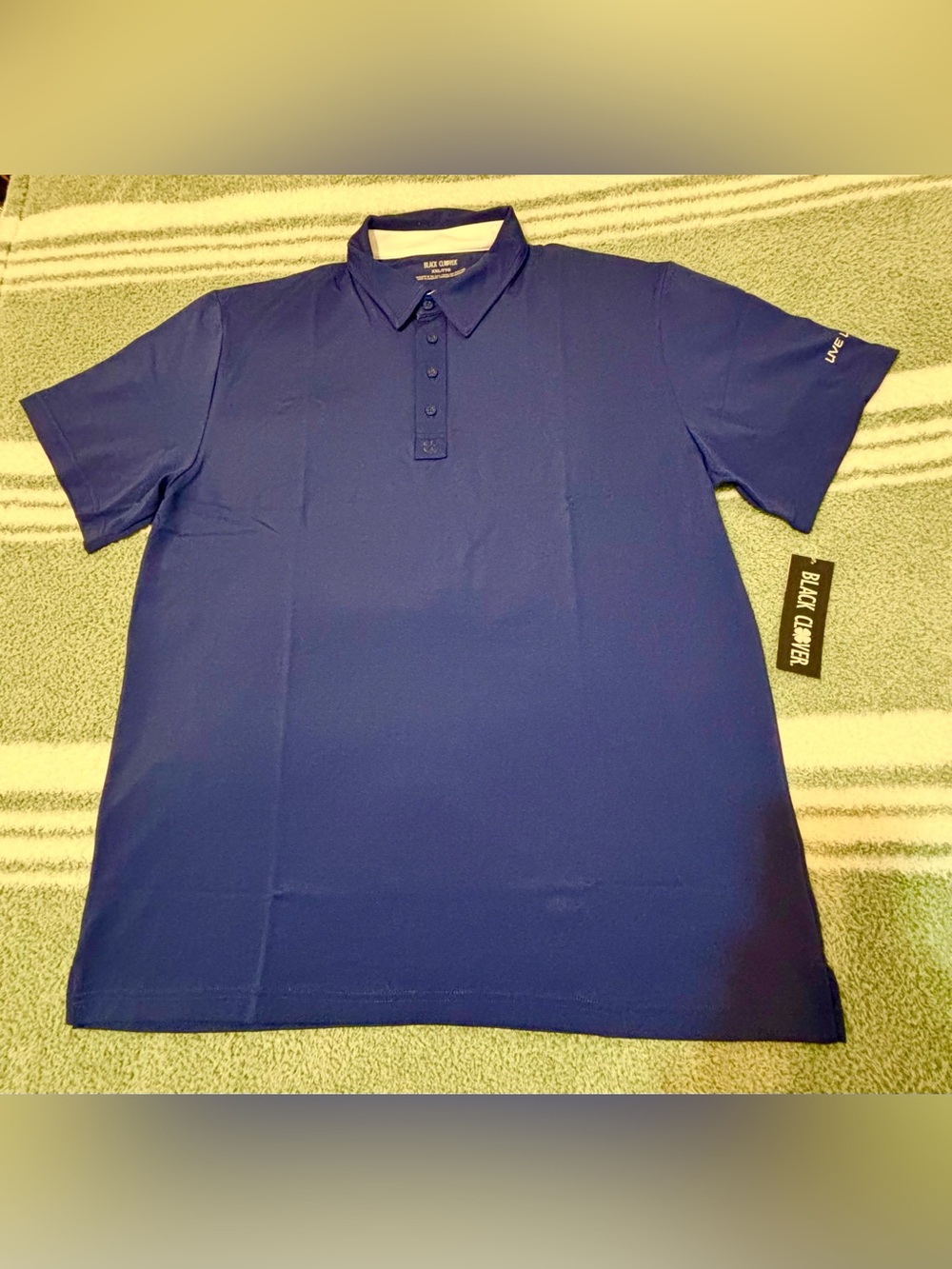Black Clover 🍀 Live Lucky XXL Royal Blue Men's Performance Polo